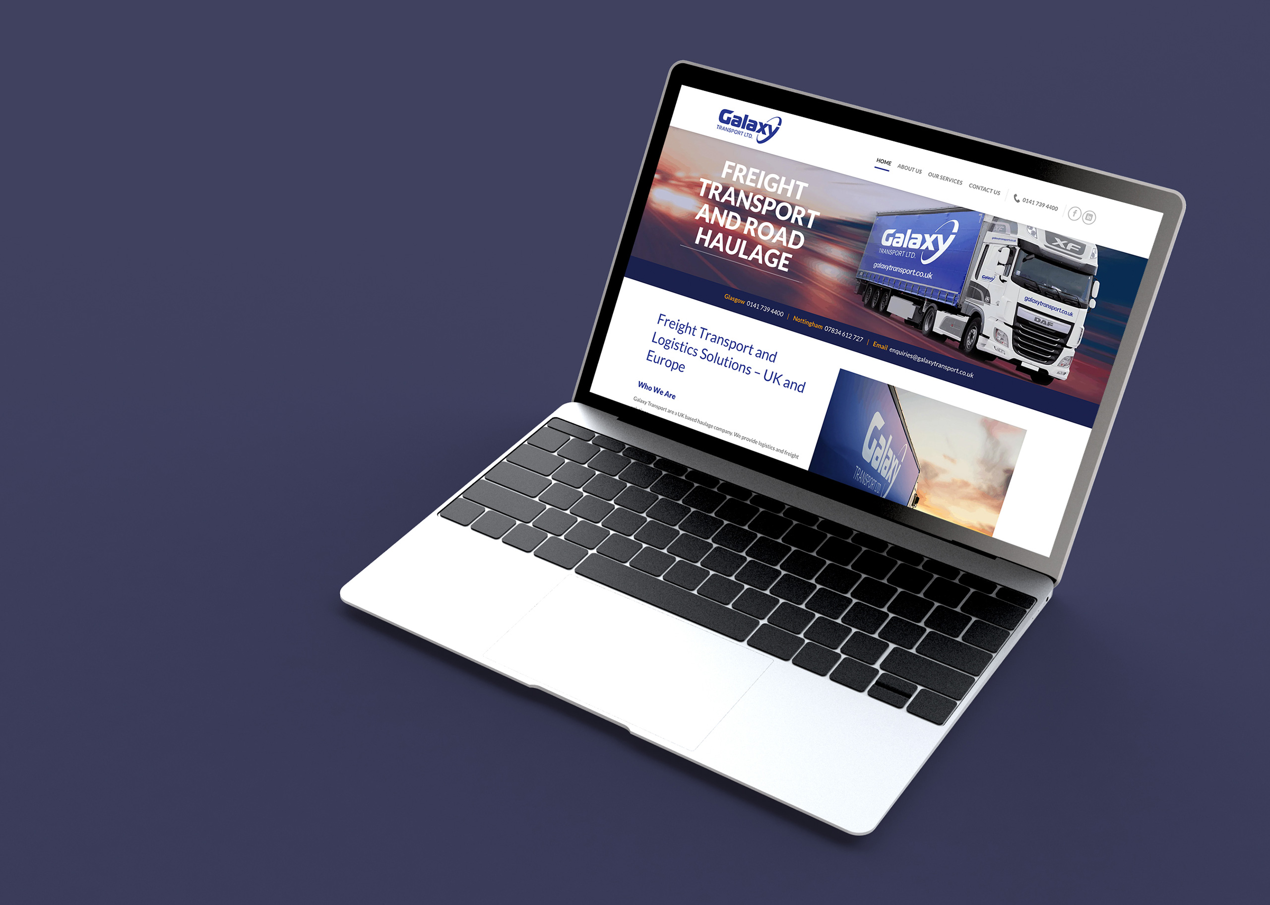galaxy website displayed on a laptop