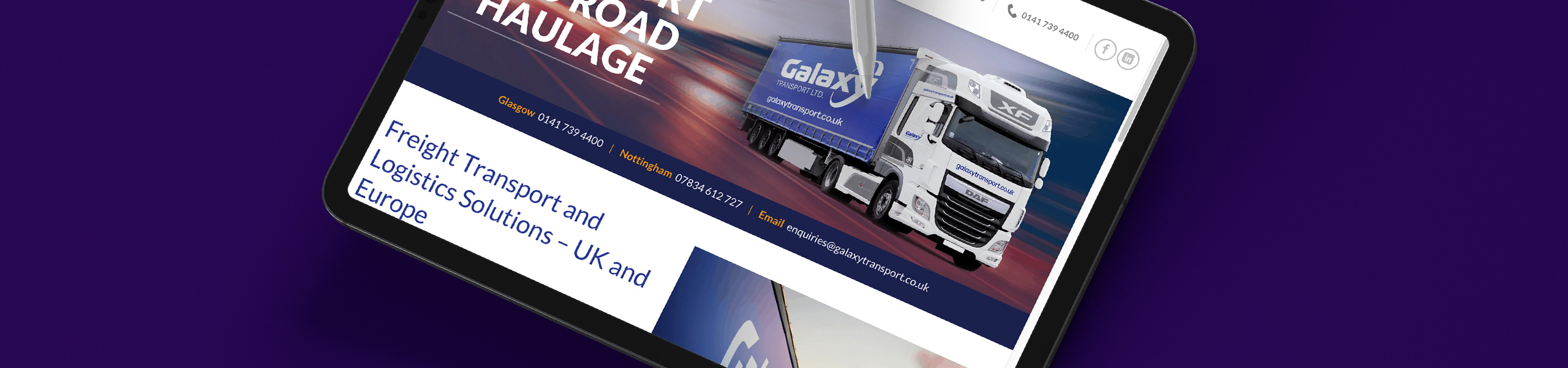 cropped image of galaxy website displayed on an ipad